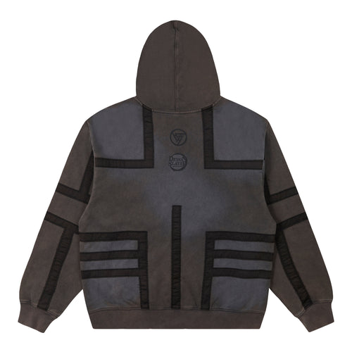 DEMON SLAYER AKAZA ZIP UP HOODIE (WASHED BLACK)