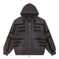 DEMON SLAYER AKAZA ZIP UP HOODIE (WASHED BLACK)