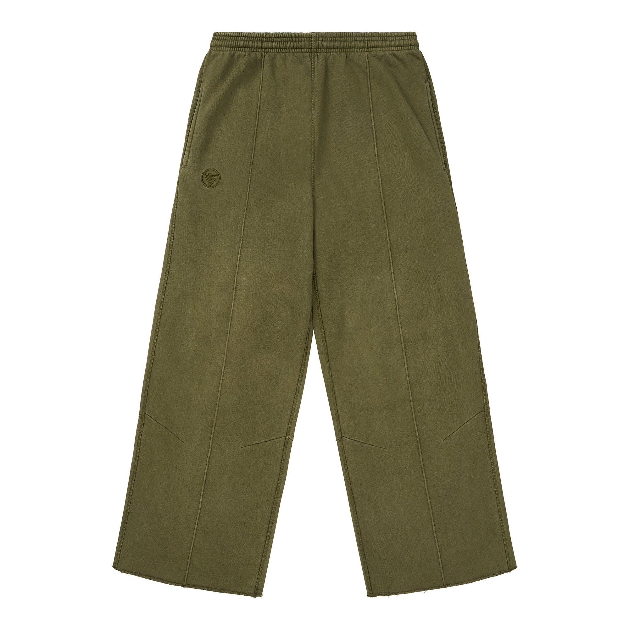 HYPLAND HEAVY WEIGHT PLEATED LOGO SWEAT PANTS (OLIVE)