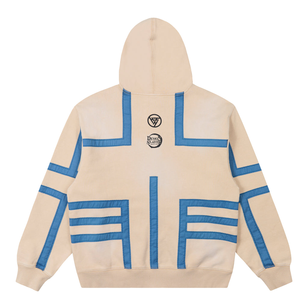 DEMON SLAYER AKAZA ZIP UP HOODIE (CREAM)