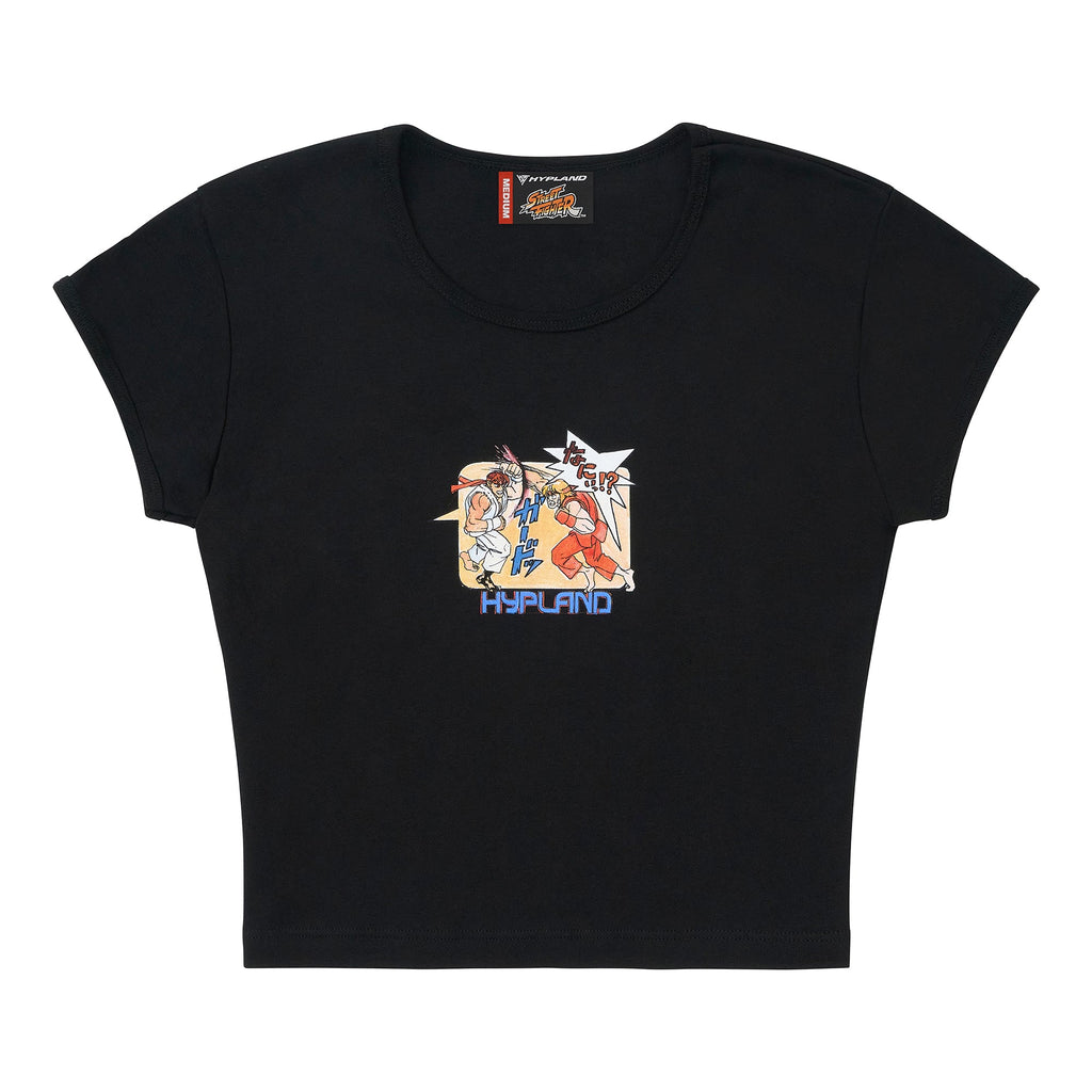 STREET FIGHTER WMNS RYU V KEN PENCIL BABY TEE (BLACK)