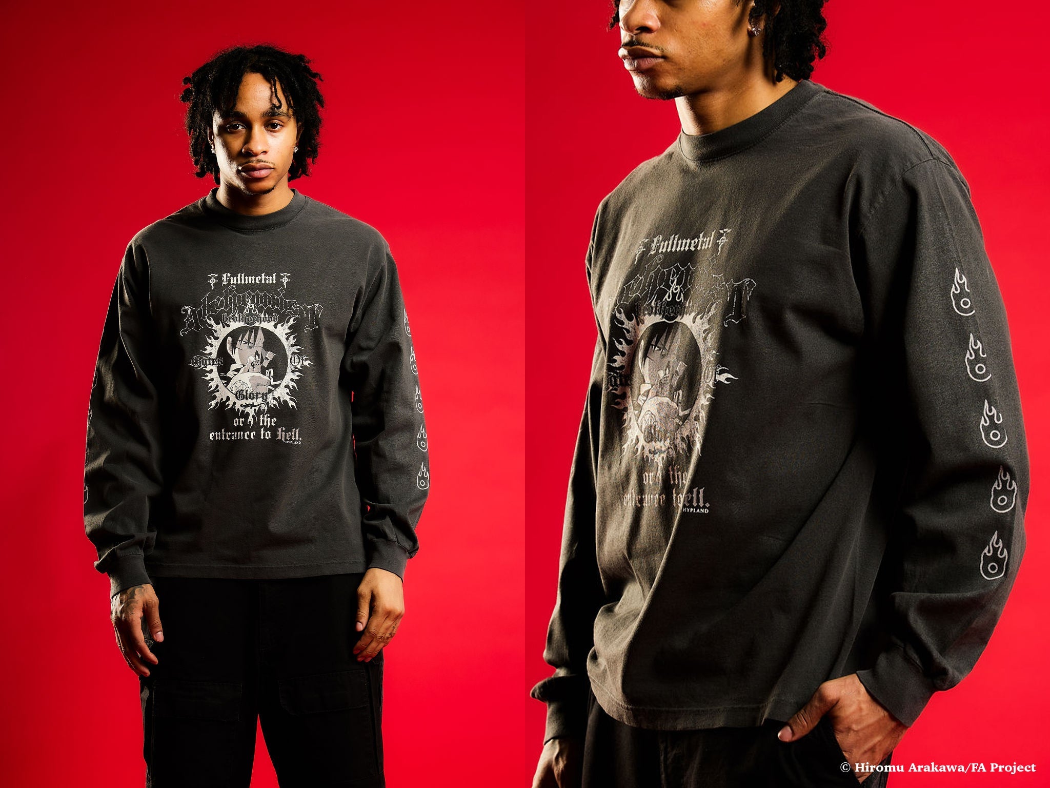 FMAB MUSTANG FLAME LONG SLEEVE SHIRT (VINTAGE GREY) *PRE ORDER*